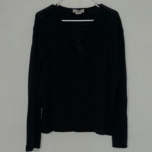 Zara Black Long Sleeve Henley Shirt